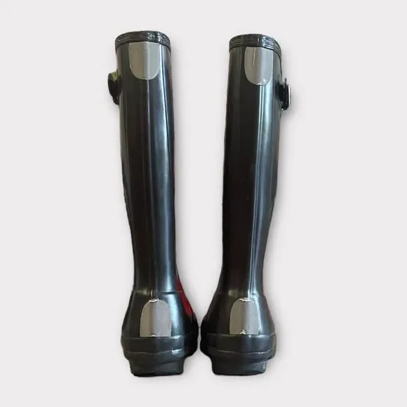 Hunter original tall black gloss boot women size 6 - Picture 4 of 8
